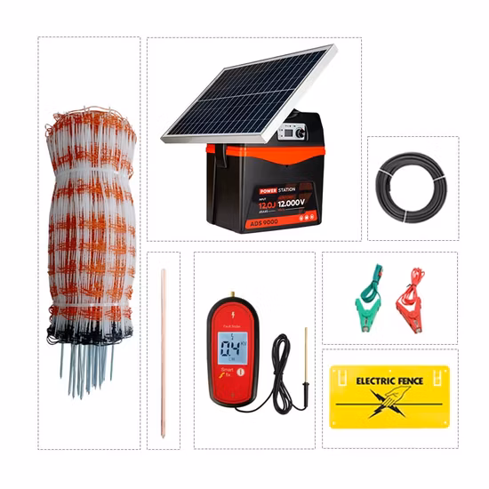 Lydite Kit di rete temporanea per pollame a doppia punta personalizzata Rete per recinto elettrico con 14 pali per pollo/pecora/maiale/piccoli animali